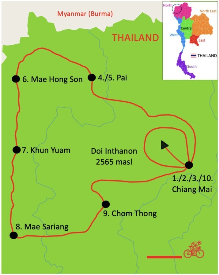 Chiang Mai Mountain Challenge Cycling Tour Map