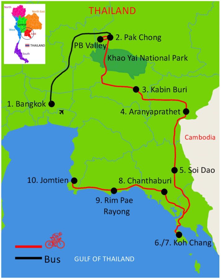 East Thailand Tour Map